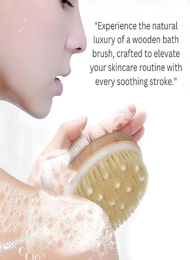 SGABANI Wooden Bath Brush with Massaging Nodes for Dry brushing | Wet and Dry Bath Brush for Cellulite and Lymphatic, Suitable for all skin types - Image 2