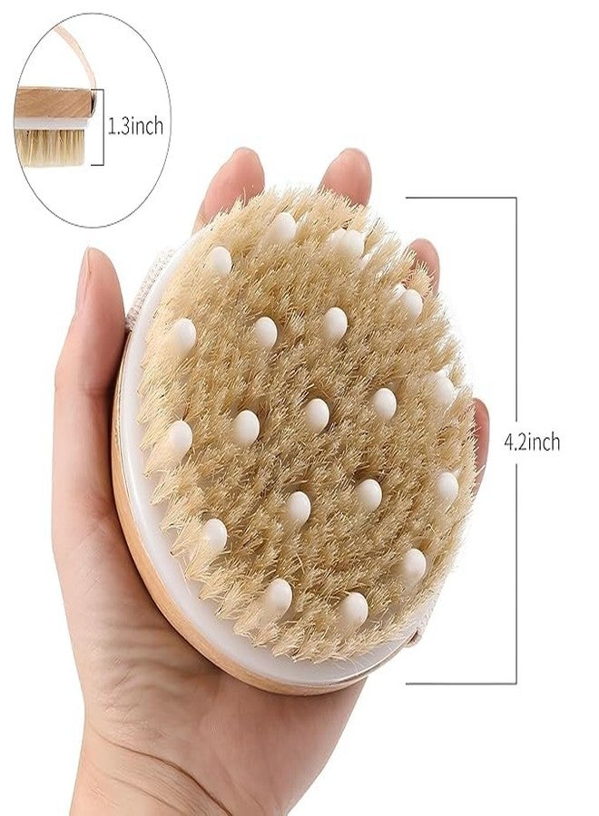 SGABANI Wooden Bath Brush with Massaging Nodes for Dry brushing | Wet and Dry Bath Brush for Cellulite and Lymphatic, Suitable for all skin types - Image 1