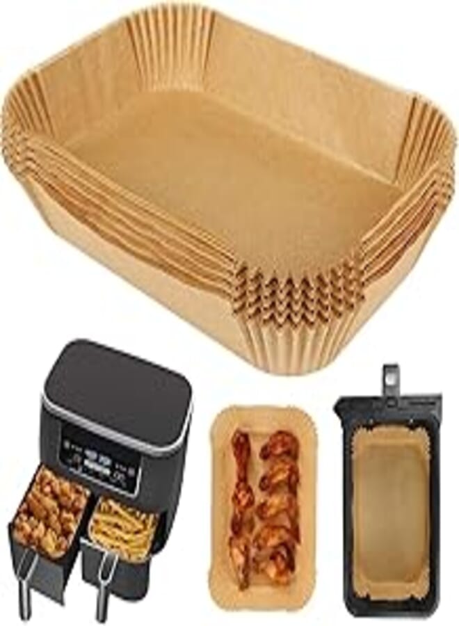 100 Pieces 22 Cm x 14 Cm Air Fryer Liners Rectangle Compatible for 2 door Air Fryer, Liners Disposable Parchment Paper, Hydrophobic and Oleophobic Air Fryer Accessories