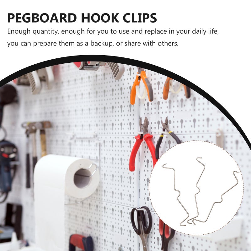 Pegboard Locks Metal,Durable Stainless Steel Hooks for Organizing Spaces,100pcs Clips - Image 5