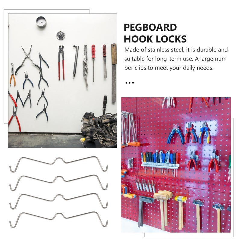 Pegboard Locks Metal,Durable Stainless Steel Hooks for Organizing Spaces,100pcs Clips - Image 3