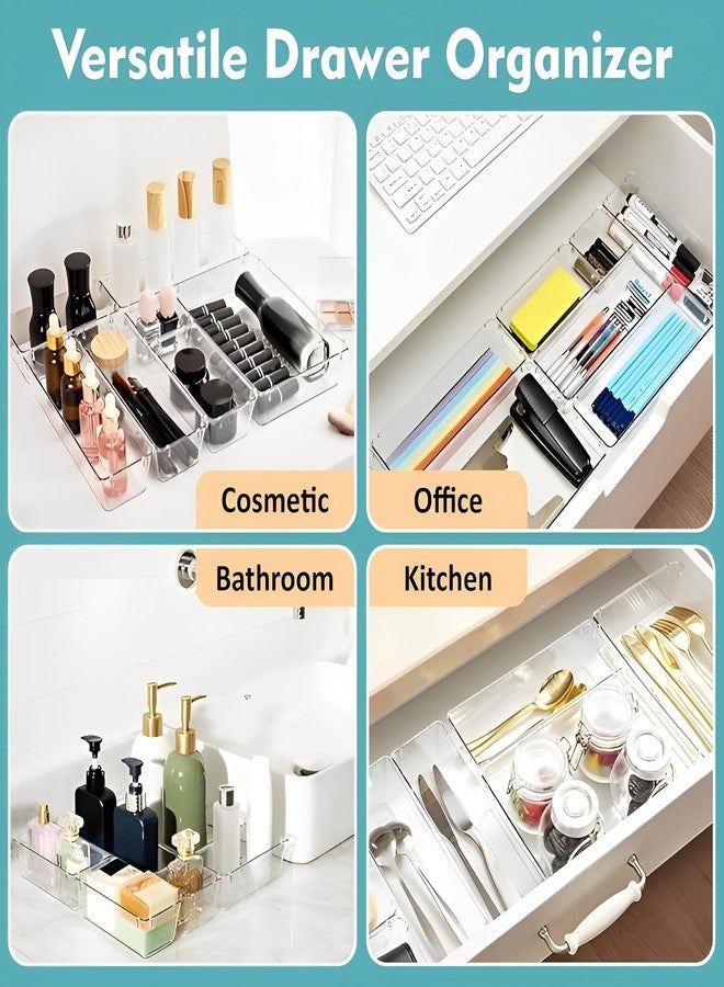 PATEL HUB 25-Piece Clear Plastic Drawer Organizer Set – 4 Sizes Multipurpose Storage Trays for Makeup, Kitchen, Bathroom & Office | Stackable Organizers for Cosmetics, Jewelry & Accessories - Image 2