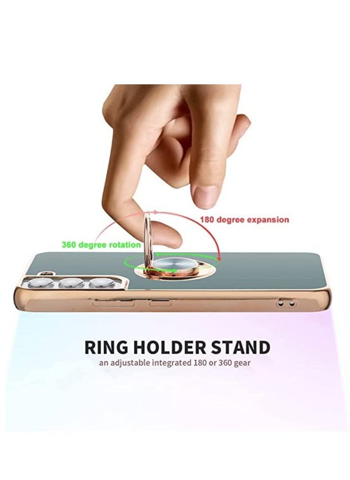 YoYoTech Samsung Galaxy S23 Case 6.1 Inch 2023 Luxury Silicone TPU Shockproof Ring Holder Kickstand Slim Plated Phone Cover Gray  - Image 3
