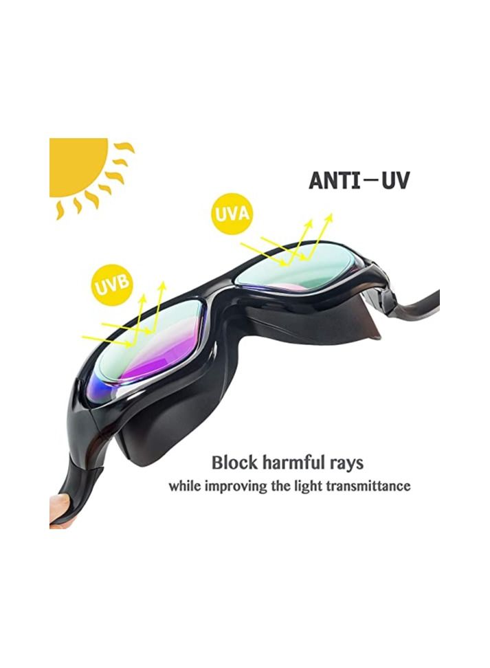 برايم ديلز نظارات السباحة برايم ديلز بريميوم ذات الإطار الكبير مع جراب واقٍ مجاني بعدسات شفافة احترافية ونظارات سباحة واسعة الرؤية مع حماية من الأشعة فوق البنفسجية والضباب للبالغين - Image 3