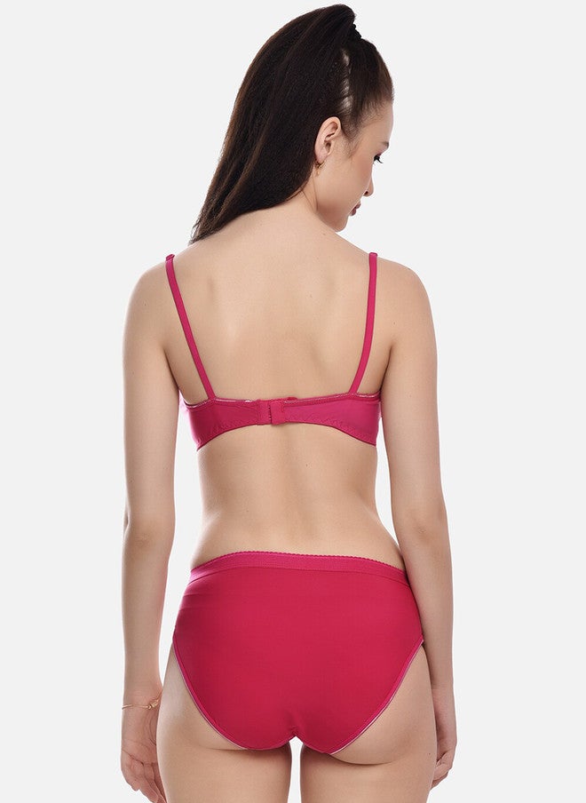 FIMS Pack Of 2 Solid Laced Lingerie Set - Pink and Maroon - Image 5