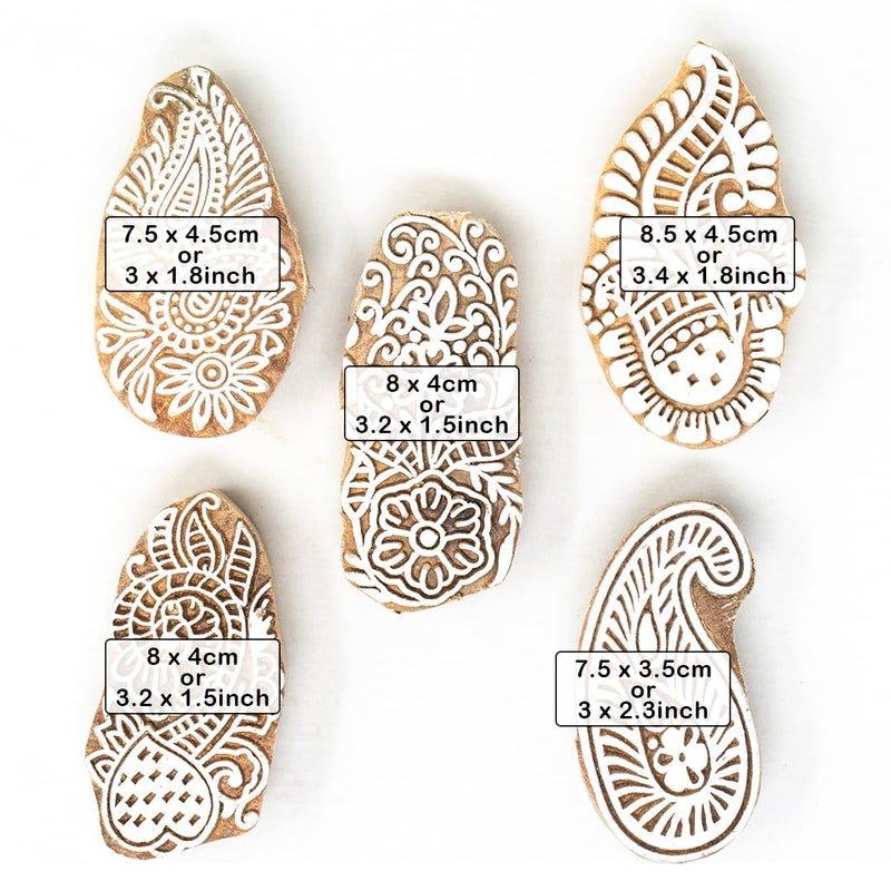 TWOGRAMS | Set of 5 | Wooden Stamp Block, Printing Stamp Design Set | Block for Printing Saree Border | Dresses, Craft Card Making, Scrapbook, Clay Pottery - Image 4