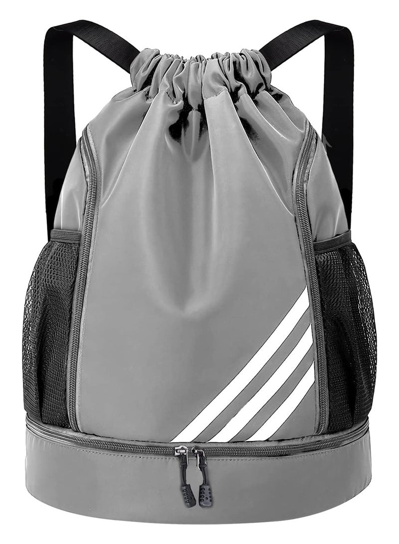 PYC Sports Backpacks Large Capacity, Gym Bag, Drawstring Lightweight and Waterproof, Making Your Trip More Convenient, Grey - Image 1