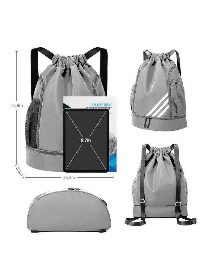 PYC Sports Backpacks Large Capacity, Gym Bag, Drawstring Lightweight and Waterproof, Making Your Trip More Convenient, Grey - Image 5