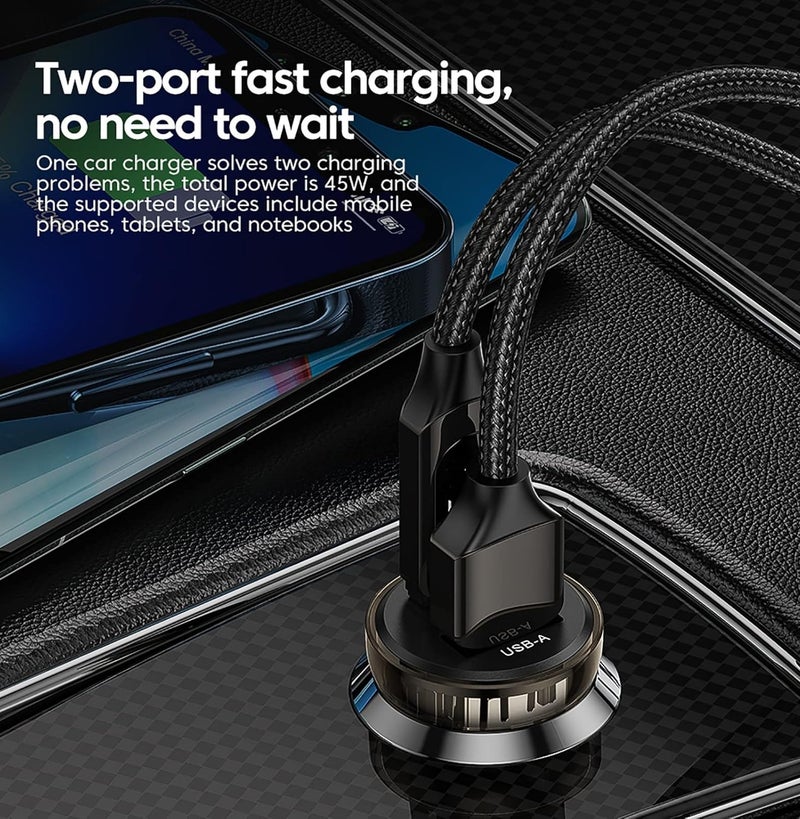 toocki 60W USB-C PD & USB-A QC 3.0 Dual Port Car Charger, Fast Charging Car Adapter, Type-C Power Delivery, Universal 12V/24V Car Charger for iPhone 16/15/14/13, Samsung Galaxy, iPad, Google Pixel & More - Image 4