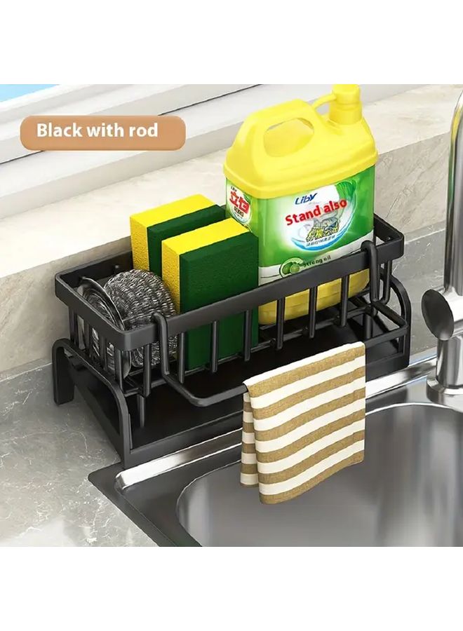 Black Sink Organizer Set Faucet Hanging Design For Kitchen And Bathroom Easy Clean Space Saving - Image 5
