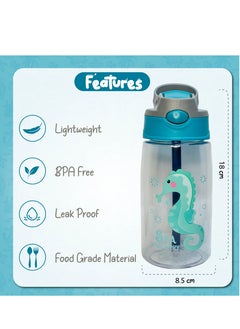 Sprinters Kids Water Bottle 14 OZ BPA-free Water Bottle For Kids With Straw Spill Kids Water Bottle for School, Travel & Picnic Reusable Baby Sipper, Toddler Cup Indoor-Outdoor Child (450 Ml, Green)  - Image 2