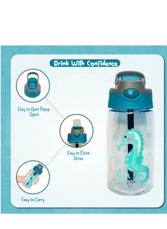 Sprinters Kids Water Bottle 14 OZ BPA-free Water Bottle For Kids With Straw Spill Kids Water Bottle for School, Travel & Picnic Reusable Baby Sipper, Toddler Cup Indoor-Outdoor Child (450 Ml, Green)  - Image 3