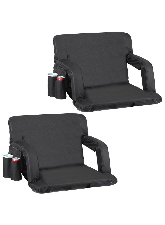 تراديو مقعد استاد فاخر قابل للطي مع دعم للظهر ومساند للذراعين و6 أوضاع إمالة وجيوب تخزين وحزام للمدرجات - كرسي مبطن محمول للرياضات والفعاليات الخارجية - Image 1