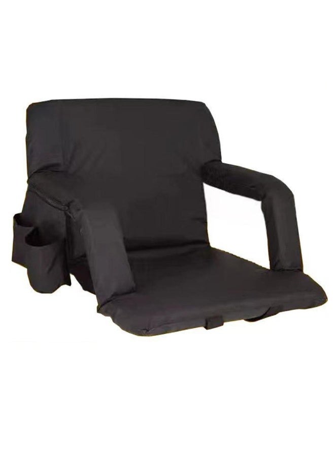 تراديو مقعد استاد فاخر قابل للطي مع دعم للظهر ومساند للذراعين و6 أوضاع إمالة وجيوب تخزين وحزام للمدرجات - كرسي مبطن محمول للرياضات والفعاليات الخارجية - Image 3