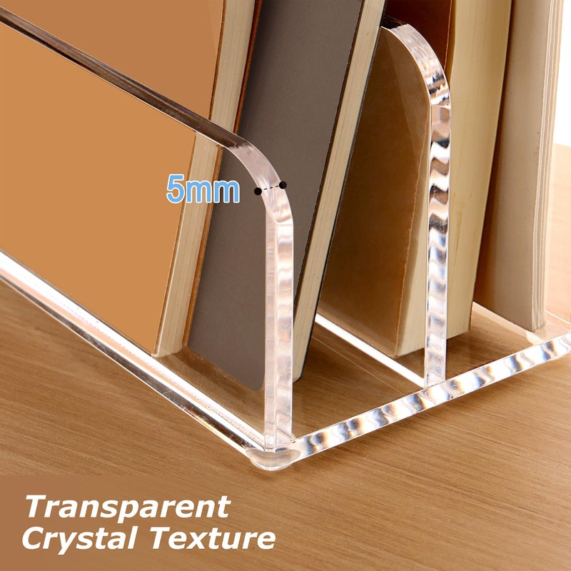 SANRUI Acrylic Mail Sorter Desktop Organizer Holder, 2 Compartments Clear Small File Script Letter Office Document Storage for Desk Bill Filling Envelope Holder Office, Home, School Desk Organization - Image 5