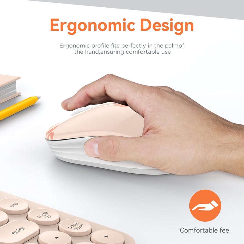 FMOUSE Cute Bluetooth Wireless Mouse with 2.4GHz USB Receiver, Silent Clicks, AA-Battery Powered, Durable, Lovely Cartoon Mice, Ideal for Kids, Students, Teens on Laptops, Mac, iPad, PC (Kerry Bear) - Image 5