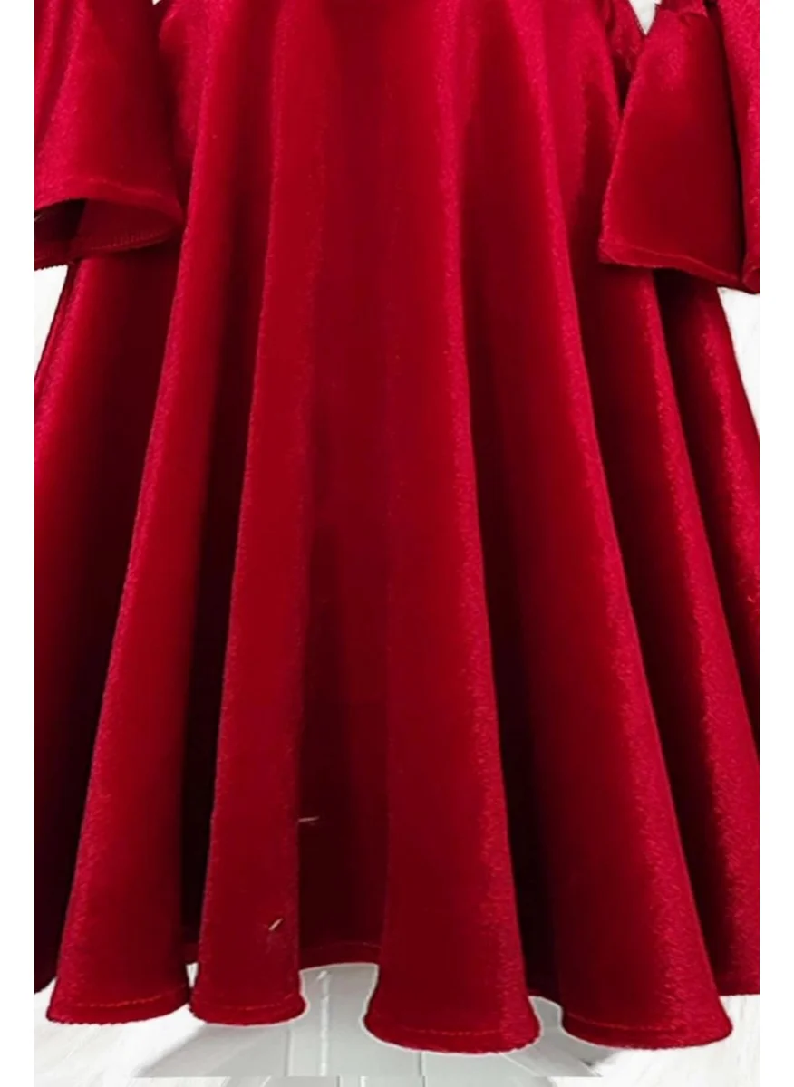Shecco Babba Asymmetrical Red Velvet Girl's Dress
