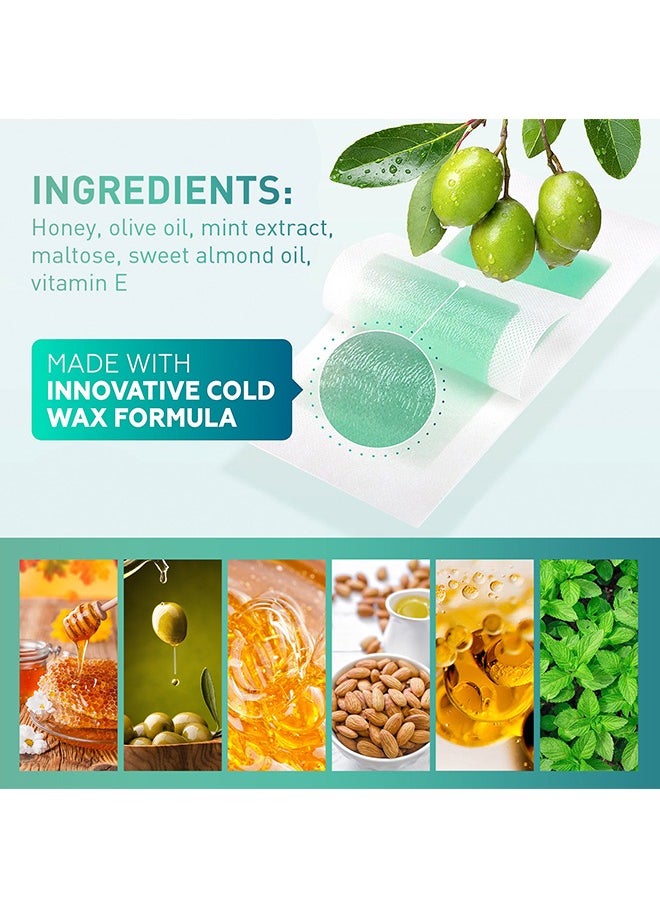 Wax Strips for Hair Removal - 16 Pcs Counts Ready-to-Use Strips and 4 wax-removing wipes for Smooth and Sensitive Skin,Trimmable Waxing Strips for Body, Face,Leg, Chest and Eyebrows