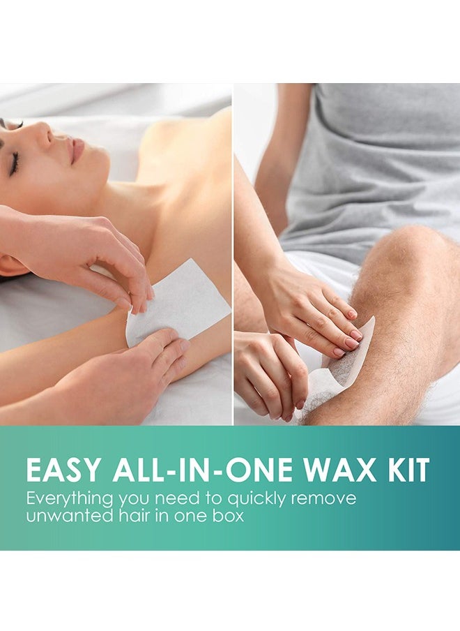 Wax Strips for Hair Removal - 16 Pcs Counts Ready-to-Use Strips and 4 wax-removing wipes for Smooth and Sensitive Skin,Trimmable Waxing Strips for Body, Face,Leg, Chest and Eyebrows