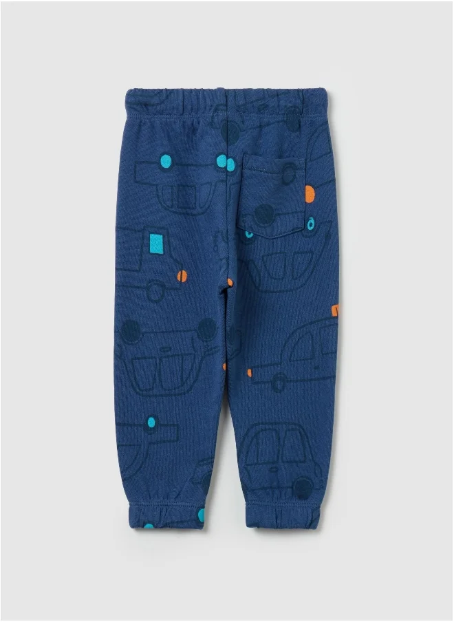 او في اس Fleece joggers with drawstring and print