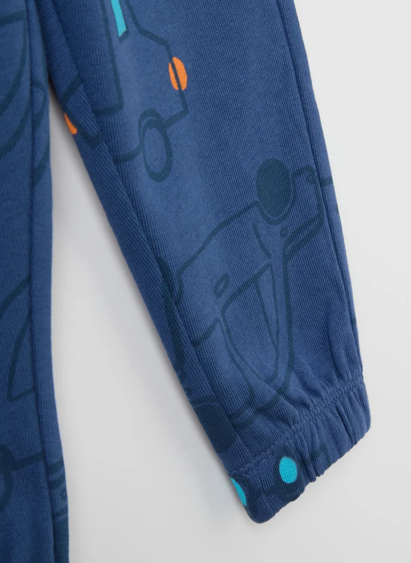 Ovs Fleece joggers with drawstring and print