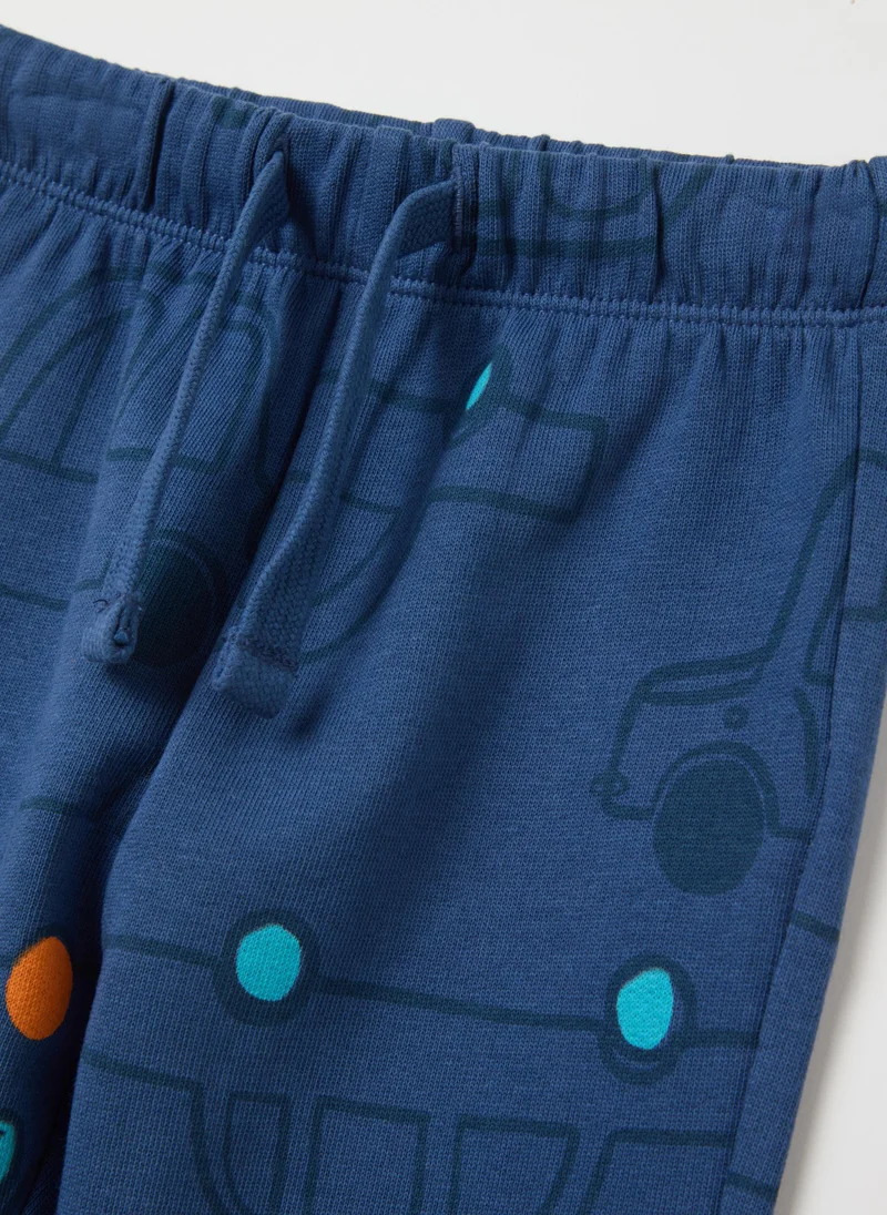 Ovs Fleece joggers with drawstring and print