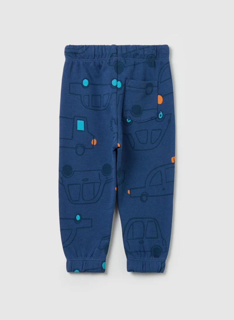 Ovs Fleece joggers with drawstring and print