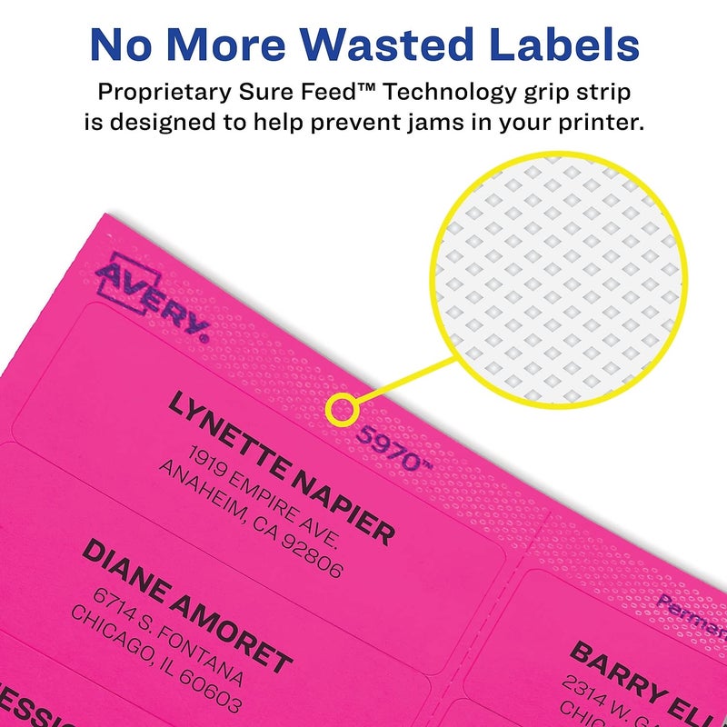 Avery Removable Multipurpose Labels, Assorted Neon, 3 1/3 x 4 - Image 2