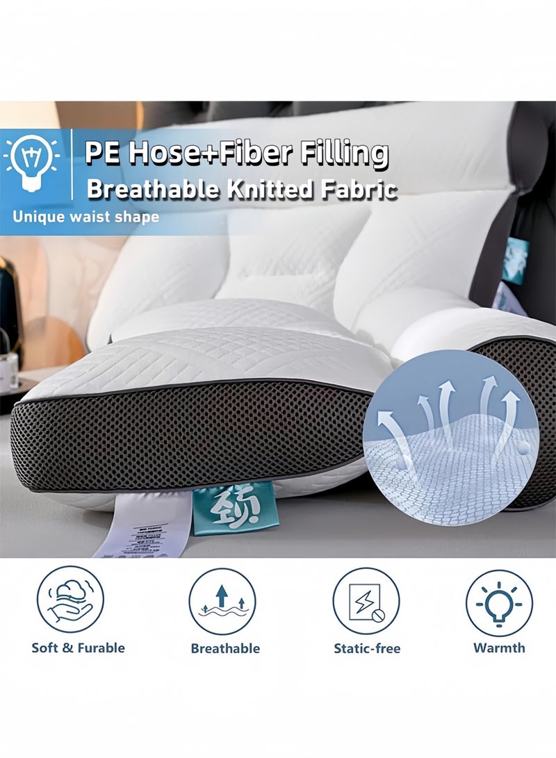 HQ-GAMING Bed Pillows Ergonomic Pillow Neck Pillows Sleeping Side Sleeper Cervical Pillow for Neck Head and Shoulder Pain Relief Contour Support Pillows for Bed Sleeping Support Pillow 2PCS (Brown)  - Image 5
