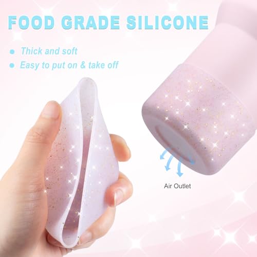 Onlymory Silicone Boot for 30 40 OZ Stanley Cup Accessories, Glitter Boots for Stanley 20OZ 30OZ Tumbler Ice-Flow 16OZ Bottle, Anti-Slip Bling Protector Bottom Cover Sleeve, Clear Gold Purple - Image 3