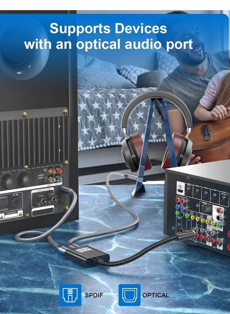 KASTWAVE Optical Cable Splitter, 1 In 2 Out Toslink Splitter Digital Optical Audio Cable Splitter for Soundbar to TV, Black, 1Pcs - Image 3