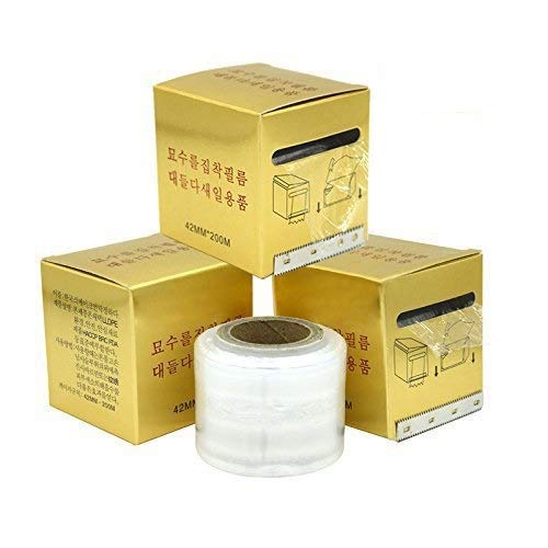 G2PLUS 3 Pack Disposable Eyebrow Plastic Wrap Preservative Film Makeup Supplies Wrap Cover Tape Roll  600 Meters