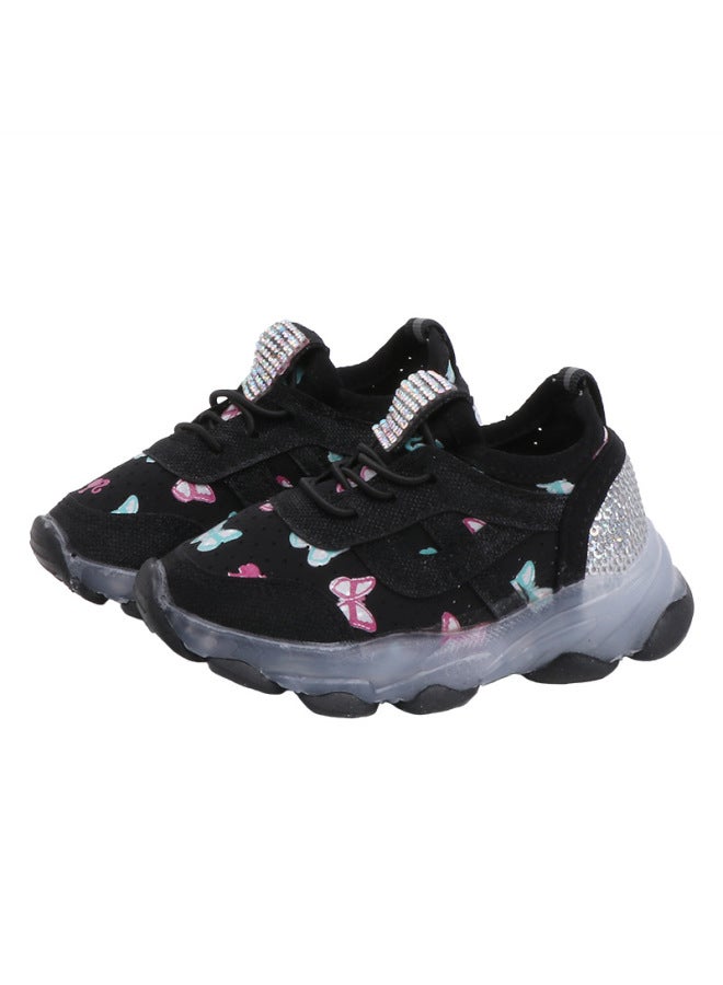 Children's Luminous Shoes  New Sports Shoes Elastic Fabric Rubber Sequin Led Luminous Sneakers Trendy