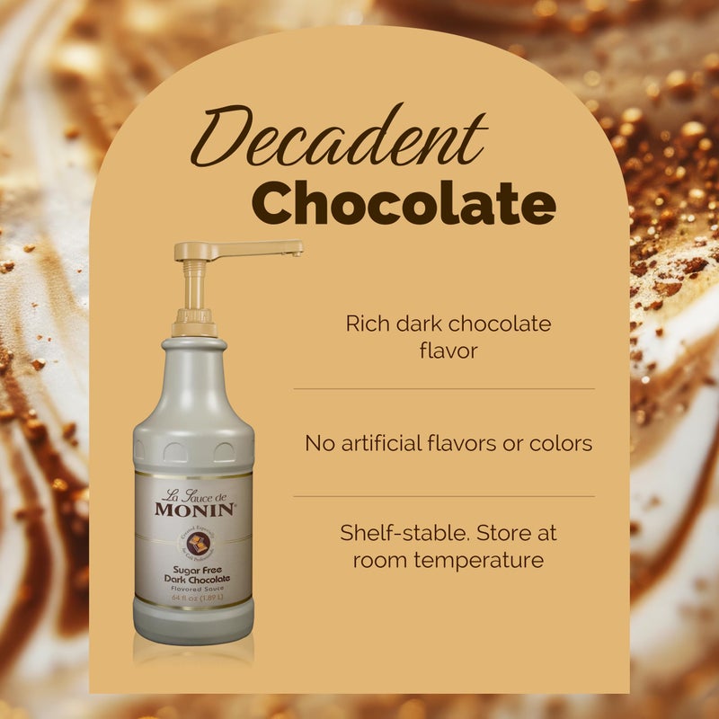 Monin - Sugar Free Dark Chocolate Sauce, Velvety and Rich, Great for Desserts, Coffee, and Snacks, Gluten-Free (64 Ounce) - Image 3