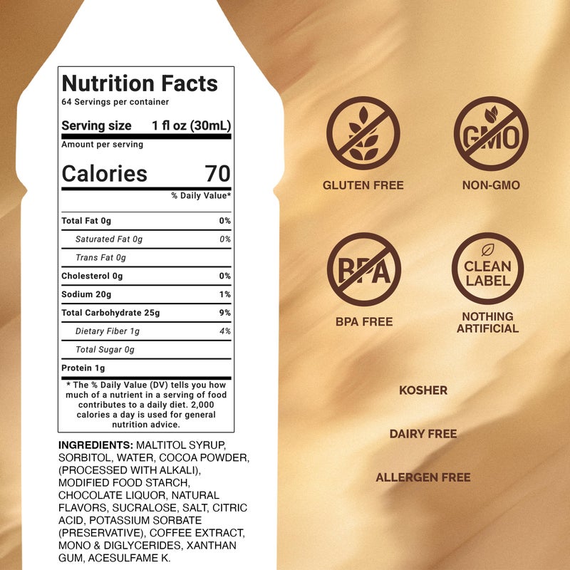 Monin - Sugar Free Dark Chocolate Sauce, Velvety and Rich, Great for Desserts, Coffee, and Snacks, Gluten-Free (64 Ounce) - Image 2