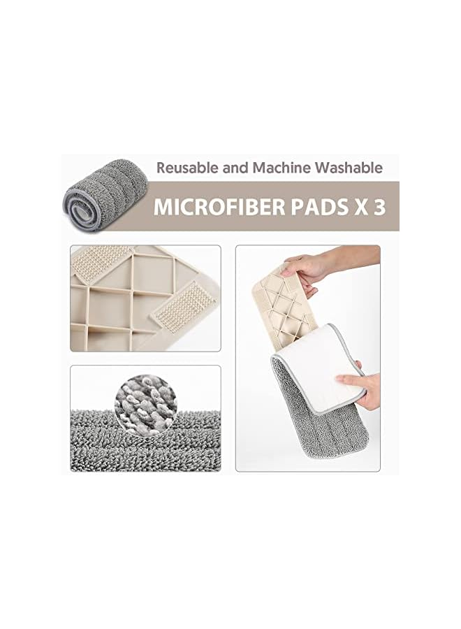 promass Spray Mop for Floor Cleaning, Floor Mop with a Refillable Bottle and 3 Washable Microfiber Pads, Dry Wet Spray Mop for Home Kitchen Hardwood Laminate Wood Vinyl Ceramic Tiles Floor Cleaning - Image 5