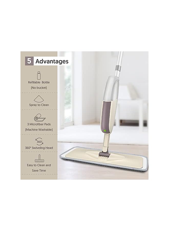promass Spray Mop for Floor Cleaning, Floor Mop with a Refillable Bottle and 3 Washable Microfiber Pads, Dry Wet Spray Mop for Home Kitchen Hardwood Laminate Wood Vinyl Ceramic Tiles Floor Cleaning - Image 4
