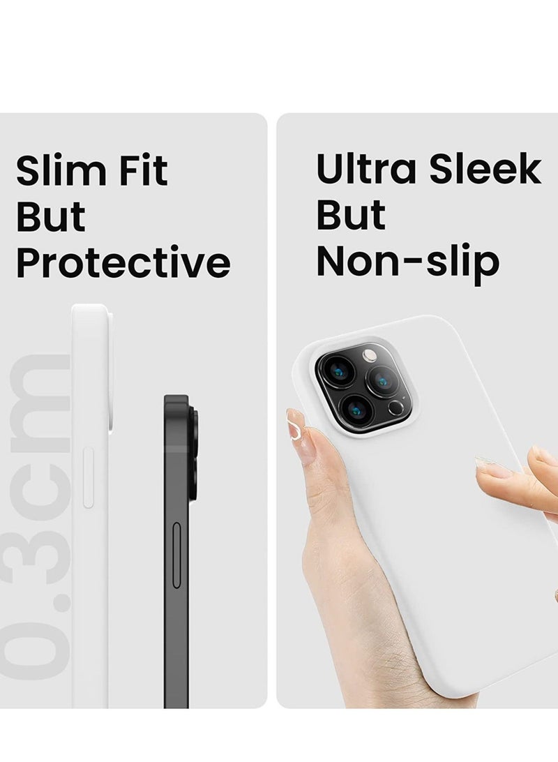 MUNTAQI Designed for iPhone 14 Pro Max Case, Silicone Phone Case with [2 Screen Protectors] + [2 Camera Lens Protectors] and Soft Anti-Scratch Microfiber Lining Inside, 6.7 inch, White - Image 4