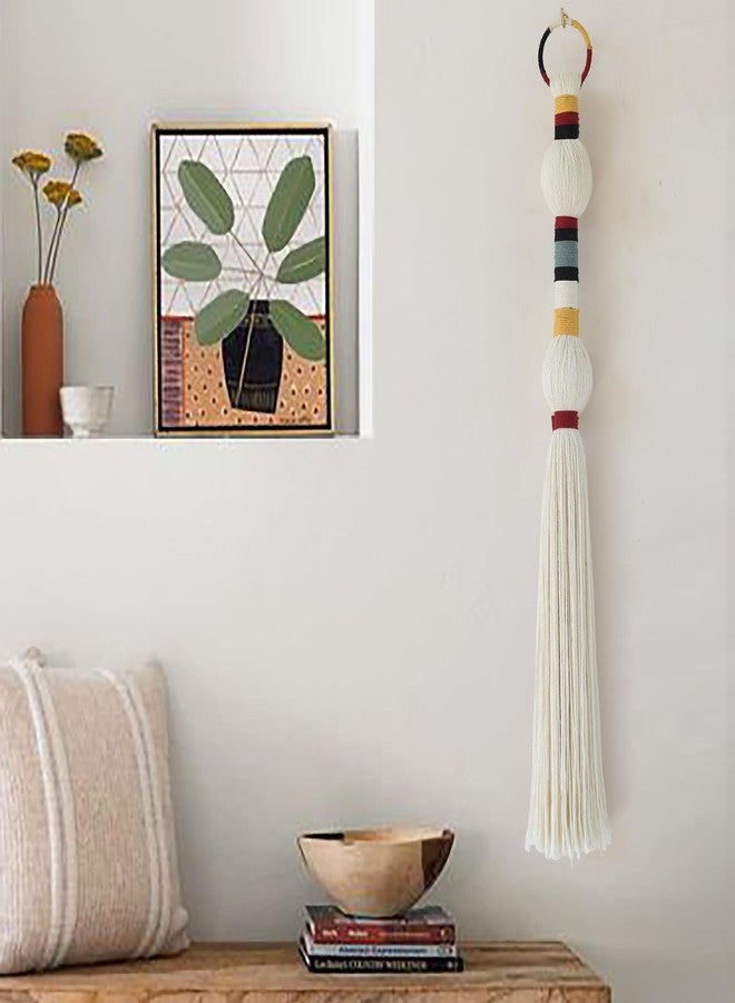 IOWER Macrame Wall Hanging Decorative Balls Colorful Knot Tassel Hanging Fiber Yarn Art Handmade Boho Wall Decor for Living Room Bedroom Nursery or Apartment 27" L x 2.3" W - Image 5
