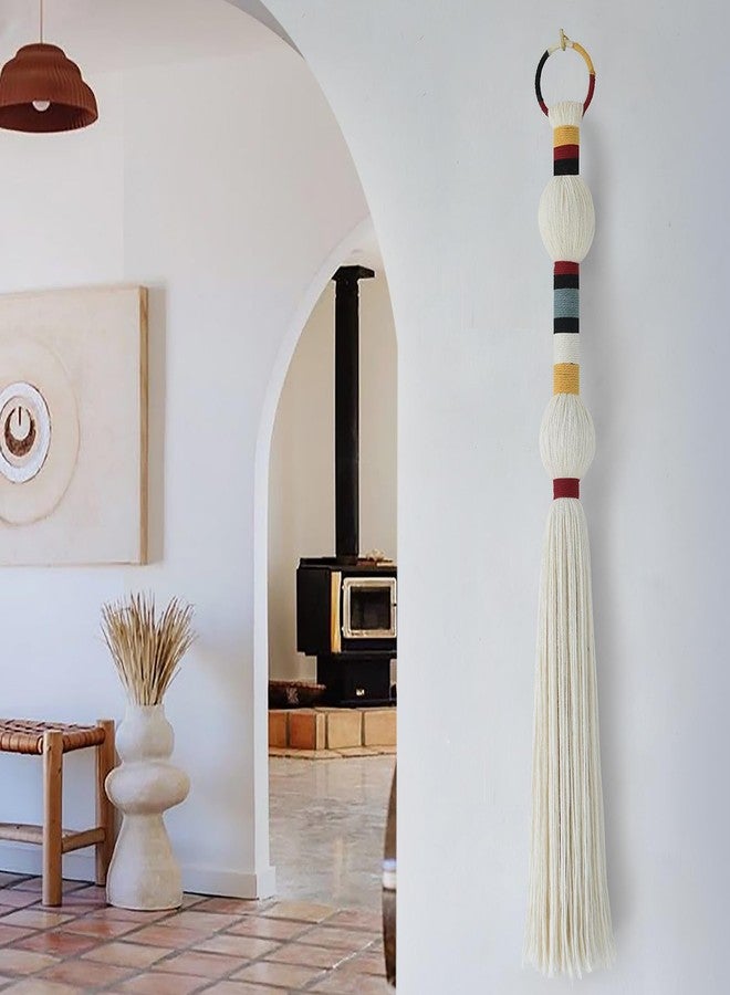 IOWER Macrame Wall Hanging Decorative Balls Colorful Knot Tassel Hanging Fiber Yarn Art Handmade Boho Wall Decor for Living Room Bedroom Nursery or Apartment 27" L x 2.3" W - Image 2