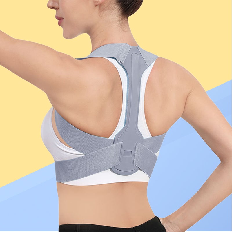 2 pcs Back Posture Adjustable Hunchback Shoulder Correct Belt for Adult - Size S (Grey) - Image 4