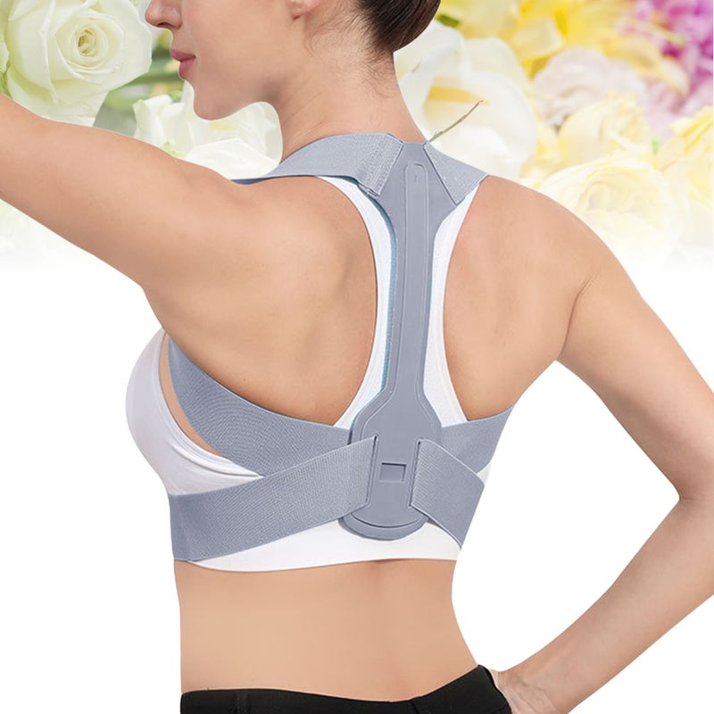 2 pcs Back Posture Adjustable Hunchback Shoulder Correct Belt for Adult - Size S (Grey) - Image 2