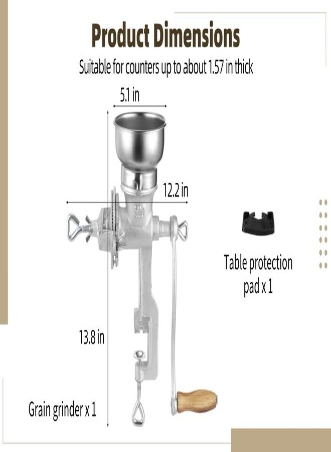 DIMEGON Corn Grinding Machine,Hand Mill GrainGrinder Cast Iron Manual Crank Grain Grinder,Wheat Grinder with Adjustable Coarseness & Wooden Handle for Corn, Coffee, Beans, Nuts, Domestic Use - Image 2