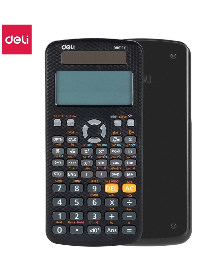Deli D991EX Scientific Calculator With Two Line Display And Acrylic Cover  - Image 1