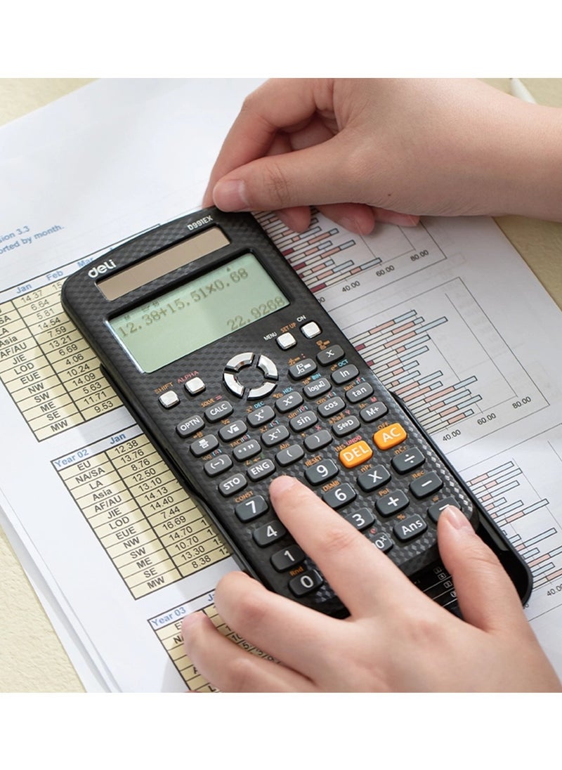 Deli D991EX Scientific Calculator With Two Line Display And Acrylic Cover  - Image 4