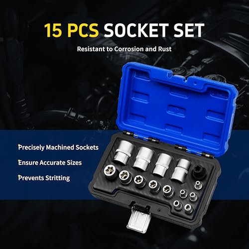 Kuntech 15pc External Torx Plus Socket Set Compatible with Tesla 6 Point EP Sockets EP4 EP5 EP6 EP7 EP8 EP10 EP11 EP12 EP14 EP16 EP18 EP20 EP22 EP24 with 12 38 14 Silver - Image 3