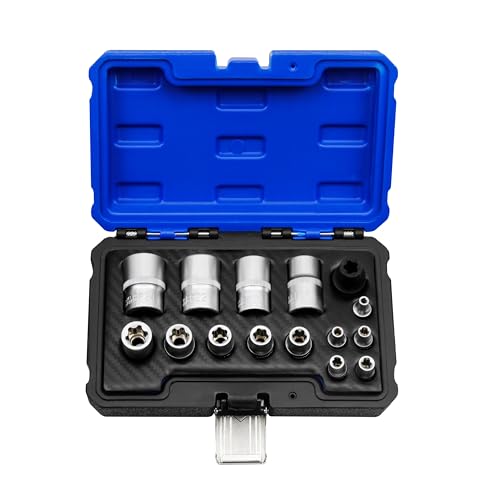 Kuntech 15pc External Torx Plus Socket Set Compatible with Tesla 6 Point EP Sockets EP4 EP5 EP6 EP7 EP8 EP10 EP11 EP12 EP14 EP16 EP18 EP20 EP22 EP24 with 12 38 14 Silver - Image 1