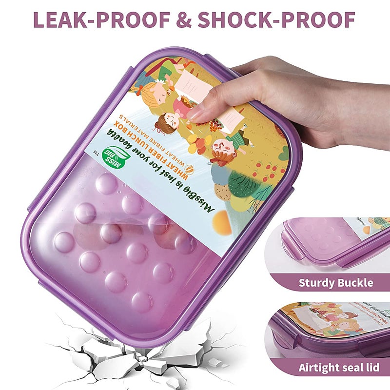 MISS BIG Bento Box Bento Box Adult Lunch Box Ideal Leak Proof Lunch Containers No BPAs and No Chemical Dyes Bento Lunch Box Dishwasher and Microwave Safe Lunch Containers for Adults(1900ml Purple) - Image 2
