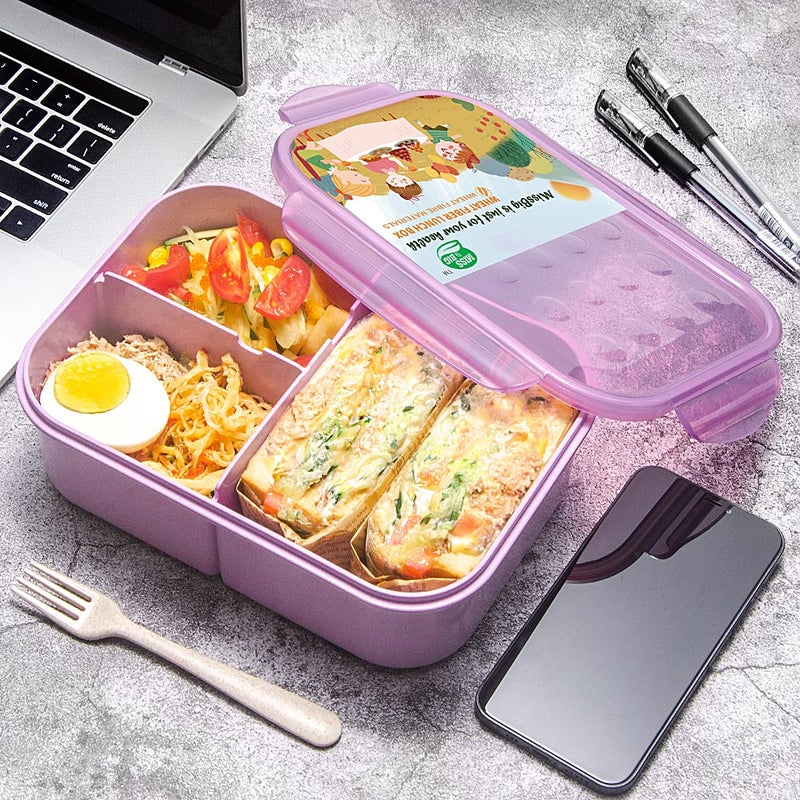 MISS BIG Bento Box Bento Box Adult Lunch Box Ideal Leak Proof Lunch Containers No BPAs and No Chemical Dyes Bento Lunch Box Dishwasher and Microwave Safe Lunch Containers for Adults(1900ml Purple) - Image 5