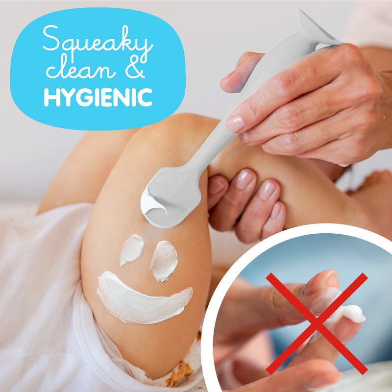 بيبي بام برَش Bumco  + Mini Baby Diaper Cream Spatula with Case - BPA-Free Silicone Diaper Spatula, Mom-Invented  Paste Applicator (Gray  Gray) - Image 3